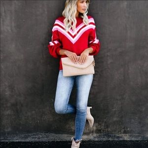 Vici Strawberry Shake Chevron sweater